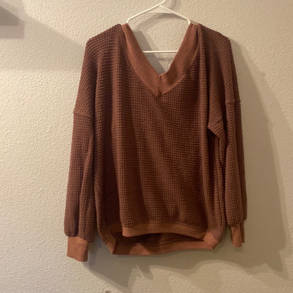 Wishlist double vneck waffle Knit sweater size S/M